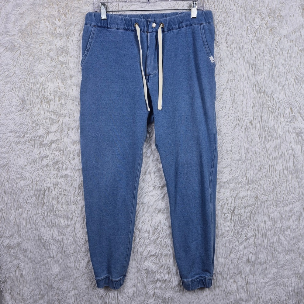 Quiksilver Womens Knit Jogger Pants Blue Denim Look Drawstring Size S Coastal